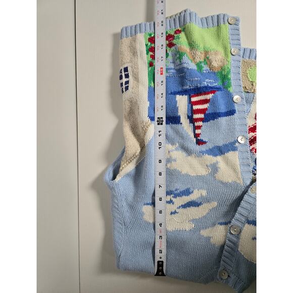 Vintage David Brooks Women's XL Lighthouse American Flag Knit Sweater Nautical - Picture 8 of 10